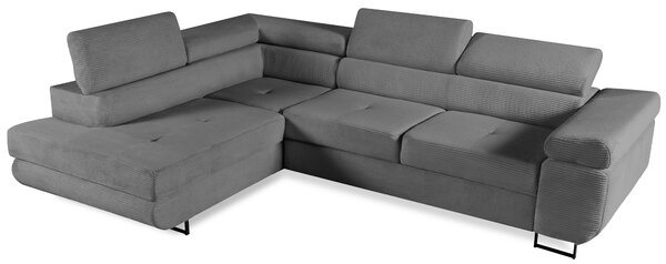 Sedací souprava GREIZ | 203x275 cm | levá | rozkládací + úložný prostor | lincol 85D šedá | 3D manšestr