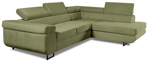 Sedací souprava GREIZ | 275x203 cm | pravá | rozkládací + úložný prostor | lincol 37D olivová zelená | 3D manšestr