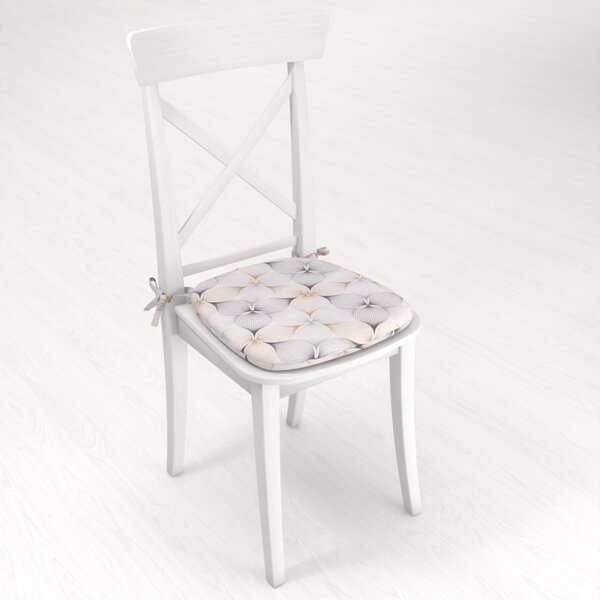 Biante Oblý podsedák PML-031 Designové geometrické obrazce na bílém - 39x37x3 cm