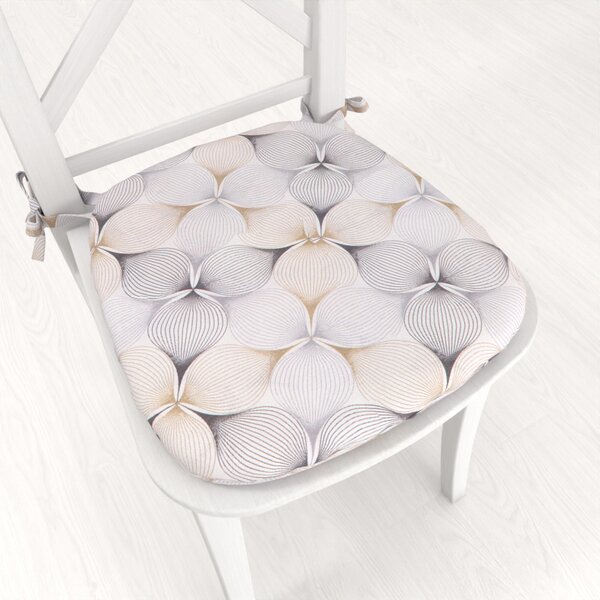 Biante Oblý podsedák PML-031 Designové geometrické obrazce na bílém - 39x37x3 cm