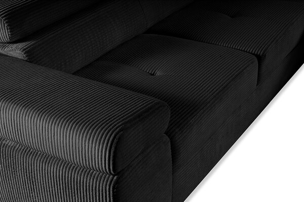 Sedací souprava GREIZ | 275x203 cm | pravá | rozkládací + úložný prostor | lincol 100D černá | 3D manšestr