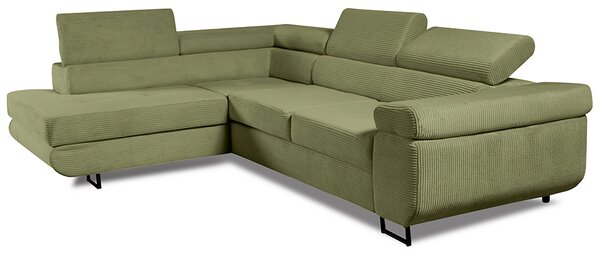 Sedací souprava GREIZ | 203x275 cm | levá | rozkládací + úložný prostor | lincol 37D olivová zelená | 3D manšestr