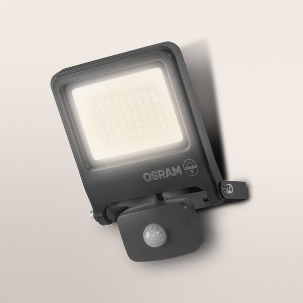OSRAM venkovní bodové osvětlení ENDURA FLOOD, šedý, senzor 30 W 830 IP44, Hliník / šedá / zinek, Hliník
