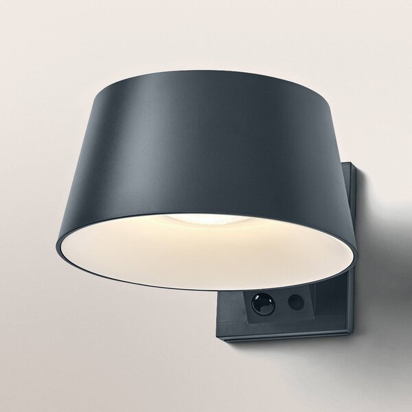 OSRAM solární nástěnné světlo ENDURA STYLE BRELLA, šedá, senzor IP54, stmívatelný, Hliník / šedá / zinek, Plast, Moderní, Nástěnné bodové svítidlo