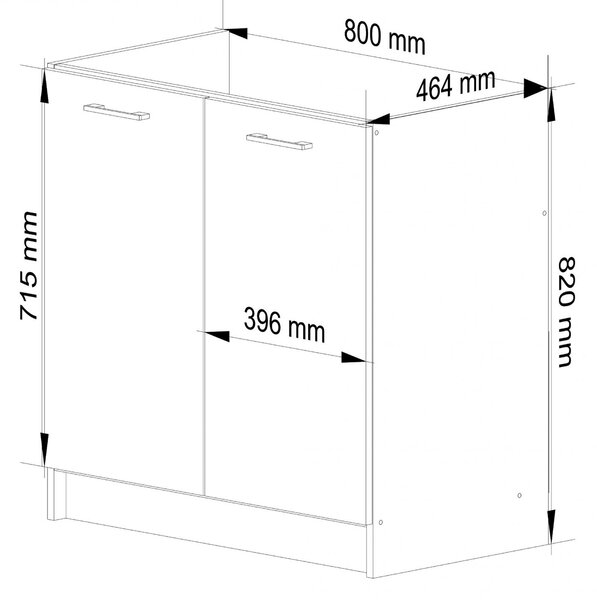Kuchyňská skříňka pod dřez OLIVIA – 80cm | Bílá