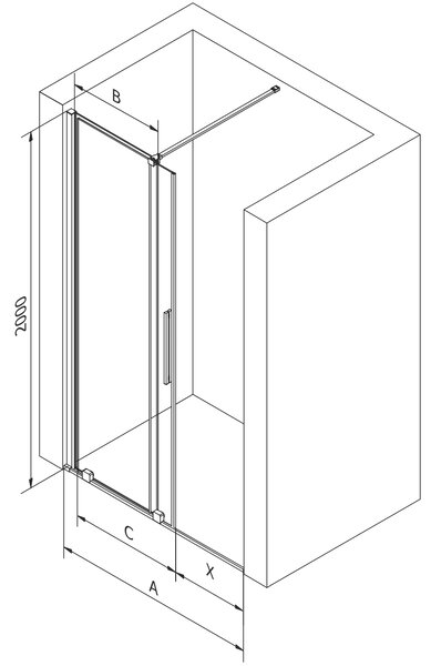 Mexen Velar, posuvné dveře do otvoru 75x200 cm, 8mm čiré sklo, bílá, 871-075-000-01-20