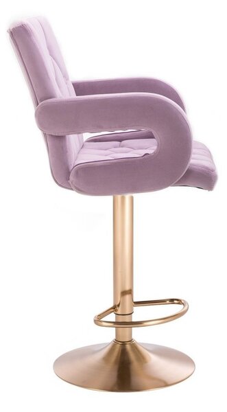 LuxuryForm DESIGN Barová židle BOSTON VELUR na zlaté kulaté podstavě - levandule