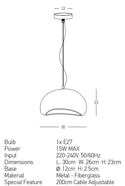 Designové závěsné svítidlo STONEX ⌀30cm