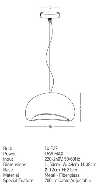 Designové závěsné svítidlo STONEX ⌀60cm