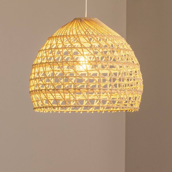 Nowodvorski Lighting Závěsné světlo BOHO, Ø 43 cm, přírodní hnědá, ratan, E27, stmívatelný, Světlé dřevo, Obývací pokoj / jídelna, Dřevo