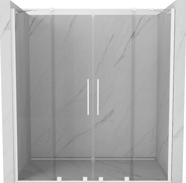 Mexen Velar Duo, posuvné dveře do otvoru 200x200 cm, 8mm čiré sklo, bílá, 871-200-000-02-20