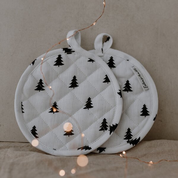 Lněná chňapka Fir Trees – set 2 ks