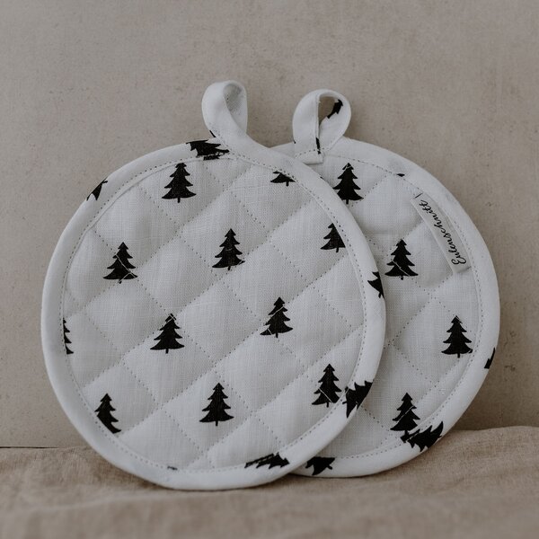 Lněná chňapka Fir Trees – set 2 ks