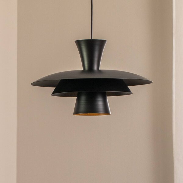 Luminex Závěsné světlo Plato, černé, kov, Ø 38 cm, E27, stmívatelný, Černá, Obývací pokoj / jídelna, kov, Moderní