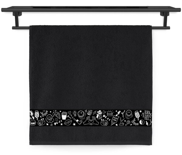 Ručník Veba NORA tisk Stylový design černá Velikost: 50x100 cm