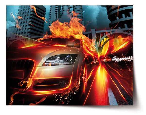Plakát SABLIO - Auto v plamenech 60x40 cm