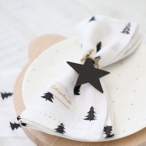 Lněný ubrousek Fir Trees – set 4 ks