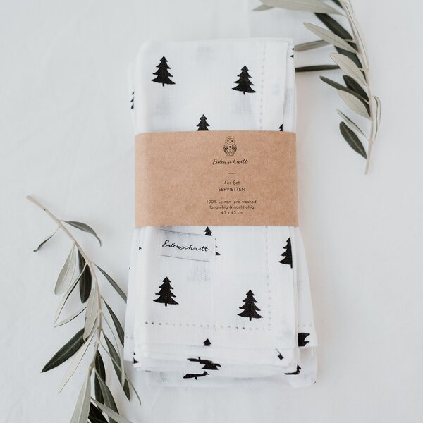 Lněný ubrousek Fir Trees – set 4 ks