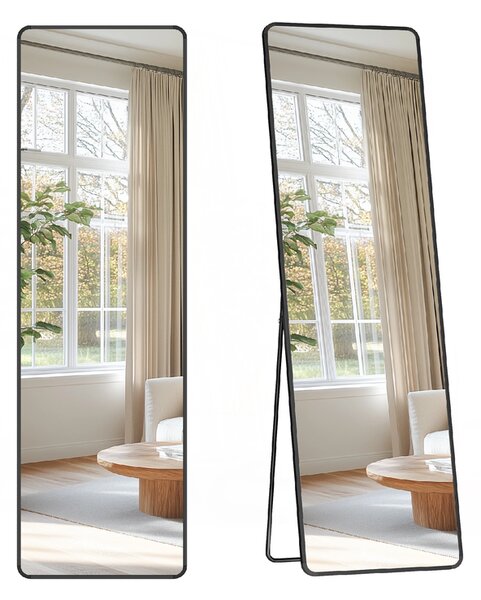 SONGMICS Stojací zrcadlo s černým rámem obdélník 150 x 40cm černá