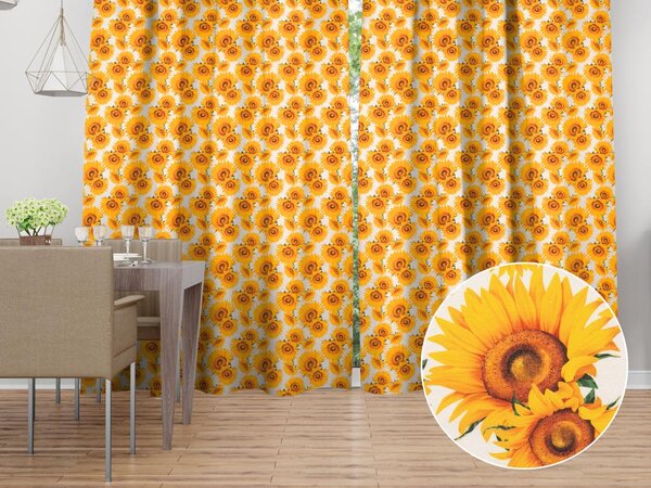 Biante Dekorační závěs PML-102 Slunečnice na bílém 145x140 cm