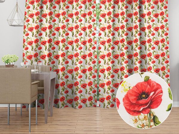 Biante Dekorační závěs PML-101 Vlčí máky na bílém 145x140 cm