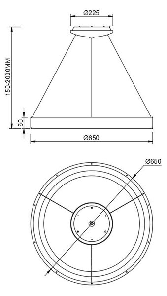 Mantra 8571 Niseko II, závěsné kruhové svítidlo LED 50W, 2700-5000K, dálk. ovládání, černá, průměr 65cm