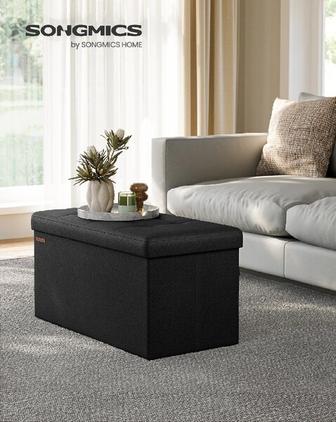 SONGMICS Taburet s úložným prostorem nosnost 300 kg 89 l 76 x 38 x 38 cm černá
