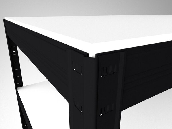 Bezšroubový regál Biedrax 35 x 60 x 210 cm, černý, 7 polic bílé lamino 12mm, nosnost 200 kg na polici