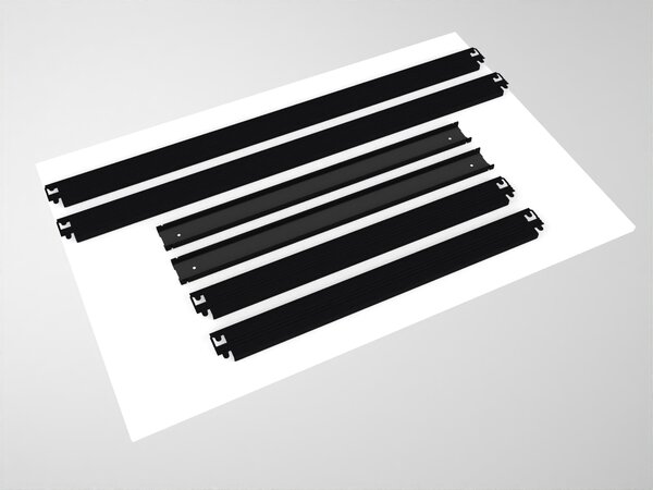 Regál do technické místnosti Biedrax 35 x 75 x 210 cm, černý, 8 polic bílé lamino 12mm, nosnost 300 kg na polici