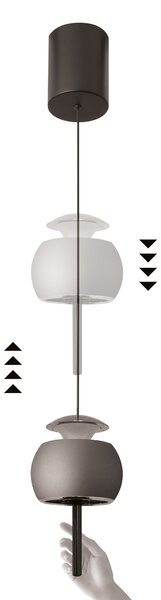Mantra 8412 Roller, stahovací závěsné svítidlo se svícením nahoru/dolů LED 12W, 3000K, černý chrom, průměr 9,6cm