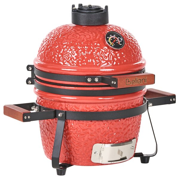 Mini gril na dřevěné uhlí KAMADO Keramika Červená