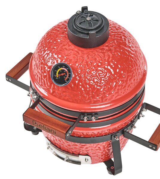 Mini gril na dřevěné uhlí KAMADO Keramika Červená