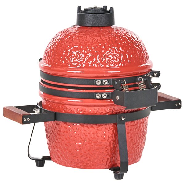 Mini gril na dřevěné uhlí KAMADO Keramika Červená
