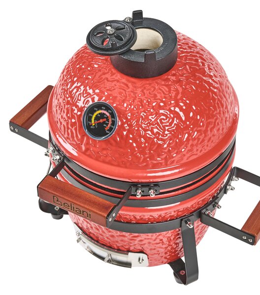 Mini gril na dřevěné uhlí KAMADO Keramika Červená