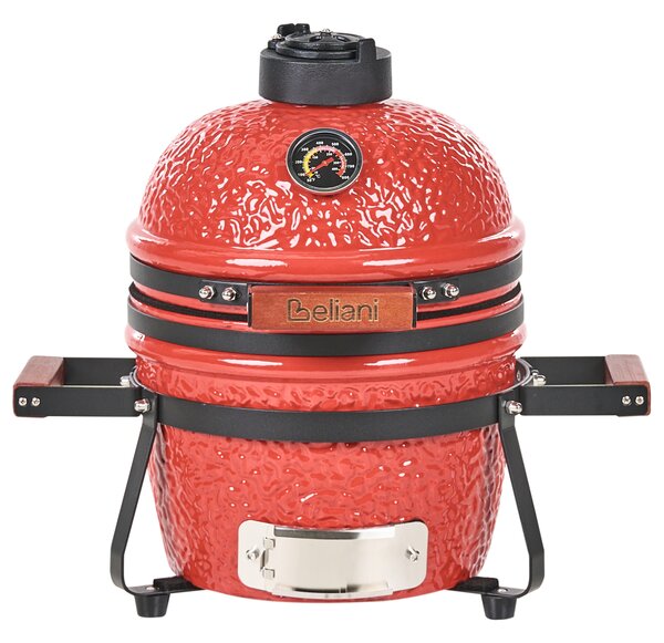 Mini gril na dřevěné uhlí KAMADO Keramika Červená
