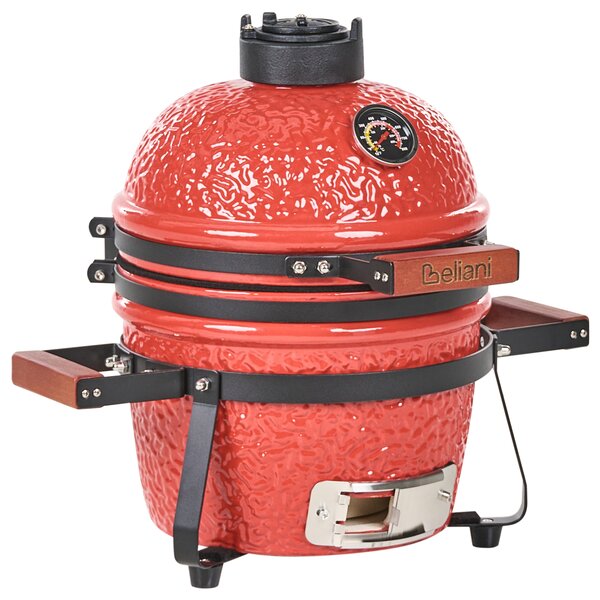 Mini gril na dřevěné uhlí KAMADO Keramika Červená