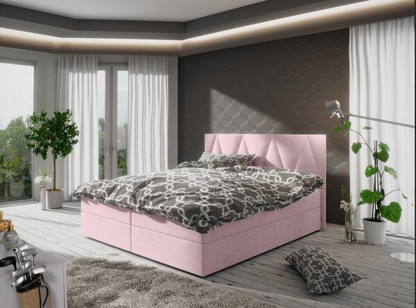 Manželská postel 160x200 s úložným prostorem STIG 3 - růžová