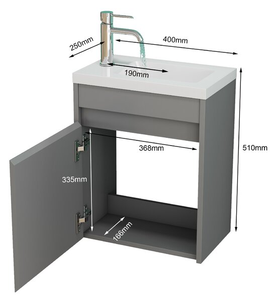 Závěsná skříňka s umyvadlem Houseland Zendi 40 cm šedá