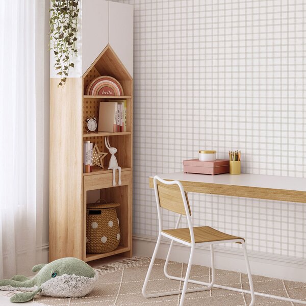 Geometrická vliesová tapeta na zeď, šedo-béžová, káro, 290-3, Enzo, ICH Wallcoverings