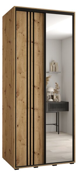 Šatní skříň ASIRI 7 - 120/45 cm, dub artisan / černá