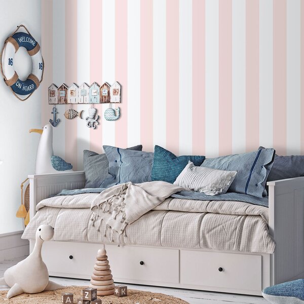 Vliesová tapeta na zeď, růžovo-bílá, pruhy, 293-1, Enzo, ICH Wallcoverings
