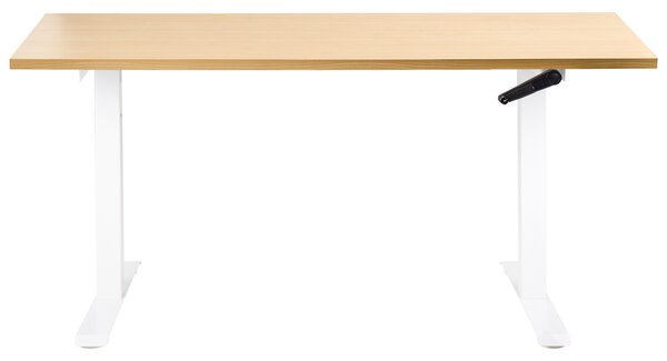 Manuálně výškově nastavitelný pracovní stůl DESTINES 160 cm 72 cm Světle hnědá/Bílá
