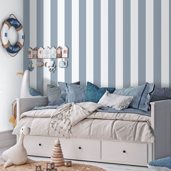 Vliesová tapeta na zeď, modro-bílá, pruhy, 293-2, Enzo, ICH Wallcoverings