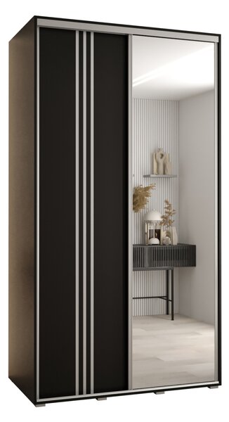Šatní skříň ASIRI 7 - 130/45 cm, černá / stříbrná