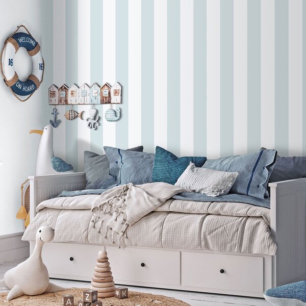 Vliesová tapeta na zeď, modro-bílá, pruhy, 293-3, Enzo, ICH Wallcoverings