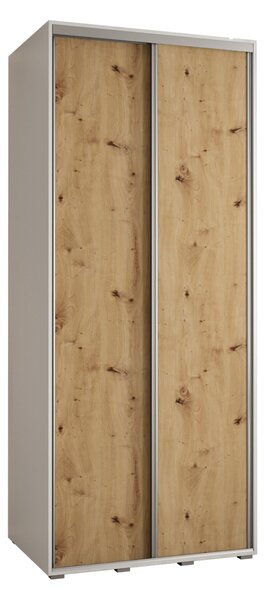 Šatní skříň YVONA 1 - 110/60 cm, bílá / dub artisan / stříbrná