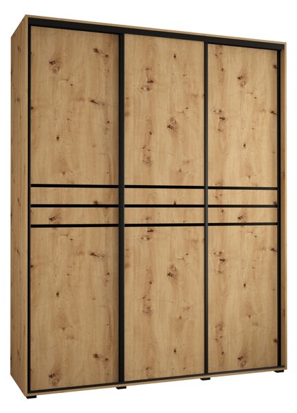 Šatní skříň YVONA 10 - 200/45 cm, dub artisan / černá