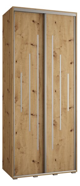 Šatní skříň YVONA 12 - 100/45 cm, dub artisan / stříbrná