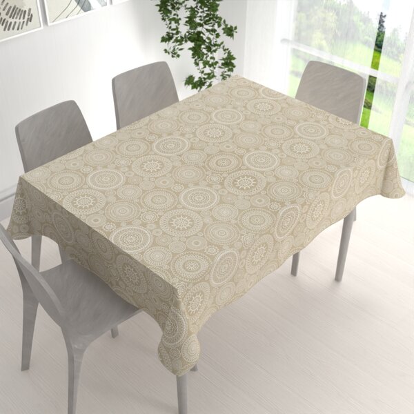 Biante Dekorační obdélníkový ubrus Leona LN-170 Bílé mandaly na režném 60x100 cm