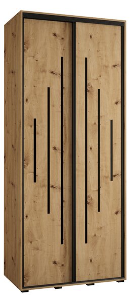 Šatní skříň YVONA 12 - 100/45 cm, dub artisan / černá